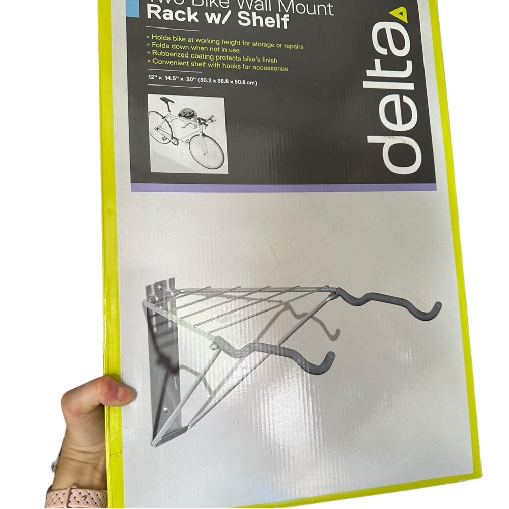 Delta Cycle 2 Bike Rack Garage - Foldable Bicycle Wall Mount Hanger w/Shelf